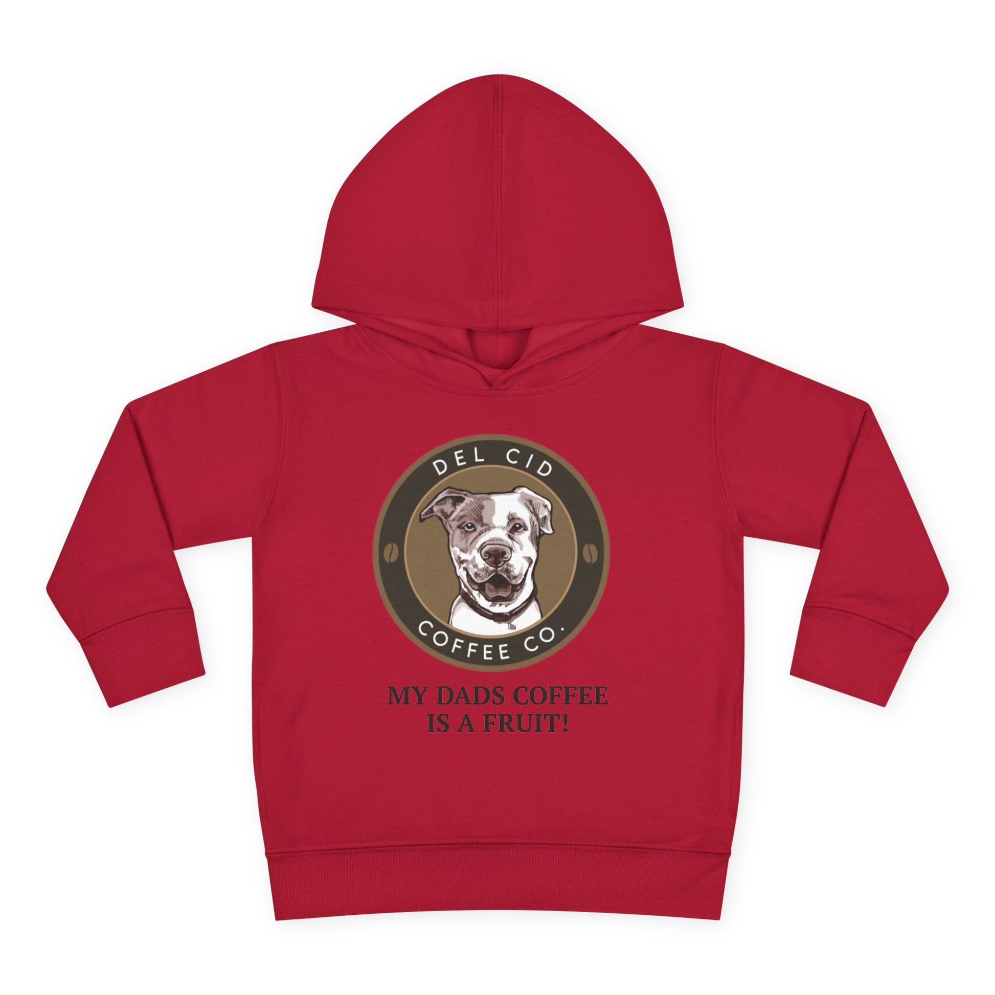 Toddler Hoodie — "My Dad's Coffee Is a Fruit" Cute Dog Coffee Logo Pullover
