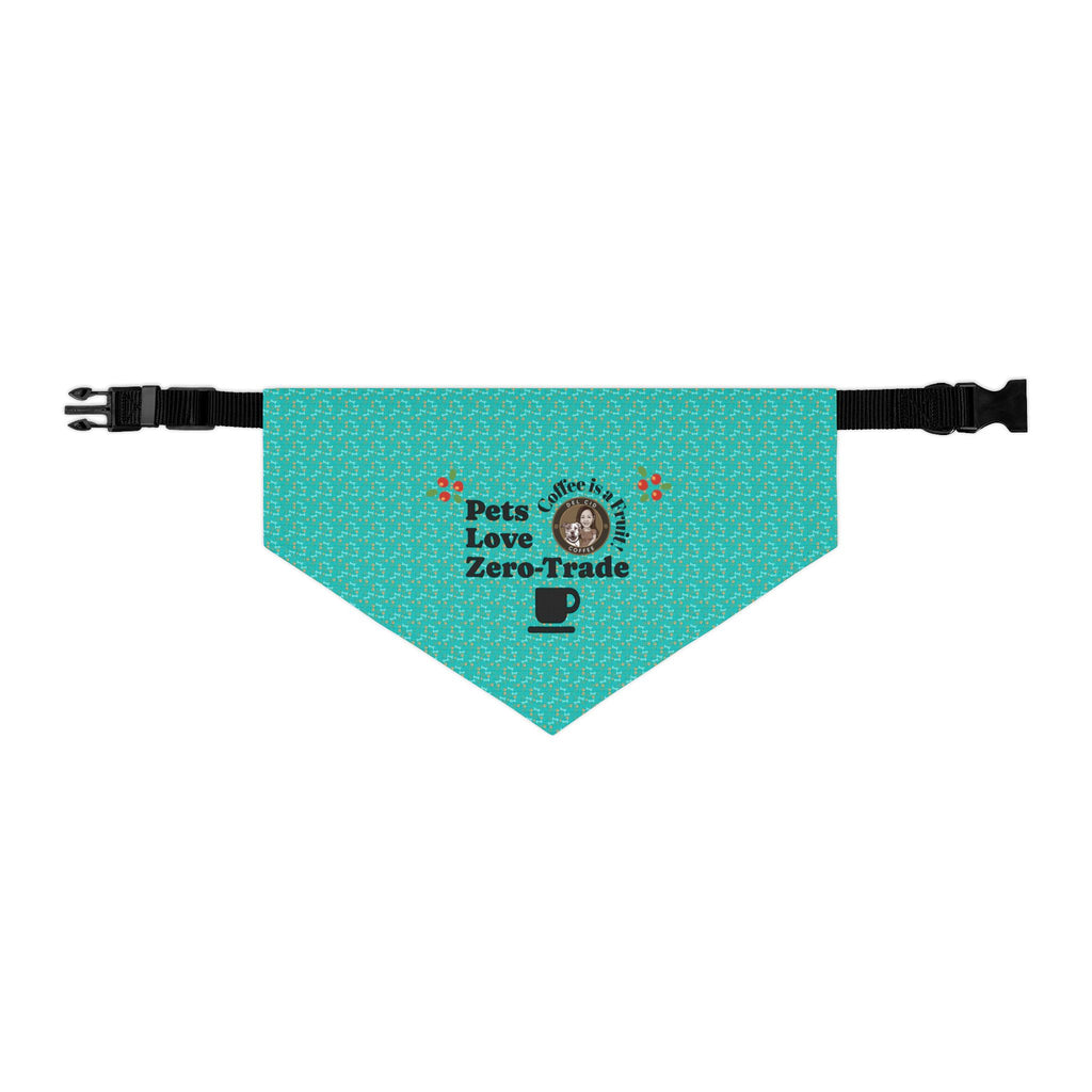 Pet Bandana Collar — "Pets Love Zero-Trade" Teal Dog & Cat Bandana Collar