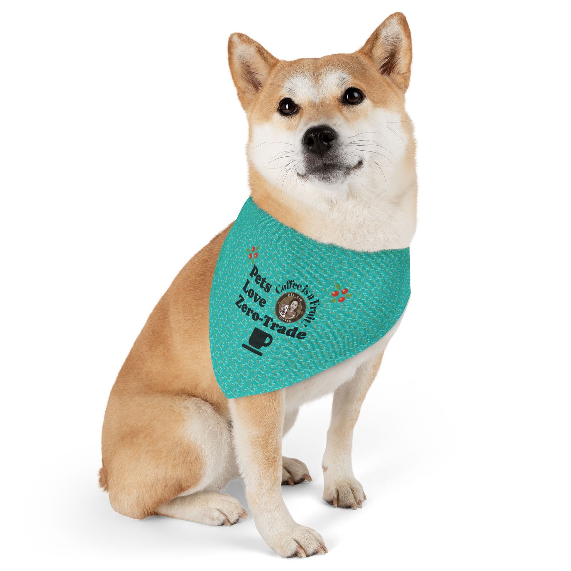Pet Bandana Collar — "Pets Love Zero-Trade" Teal Dog & Cat Bandana Collar