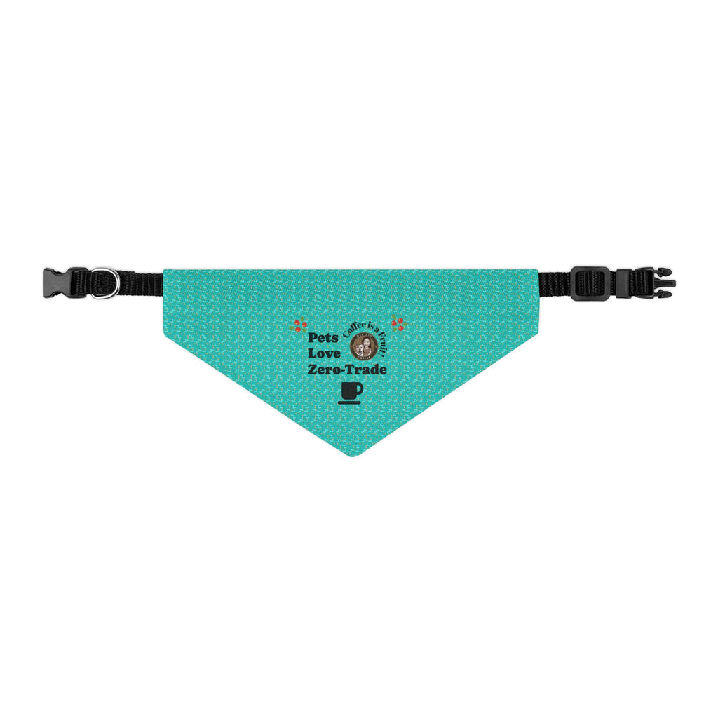 Pet Bandana Collar — "Pets Love Zero-Trade" Teal Dog & Cat Bandana Collar