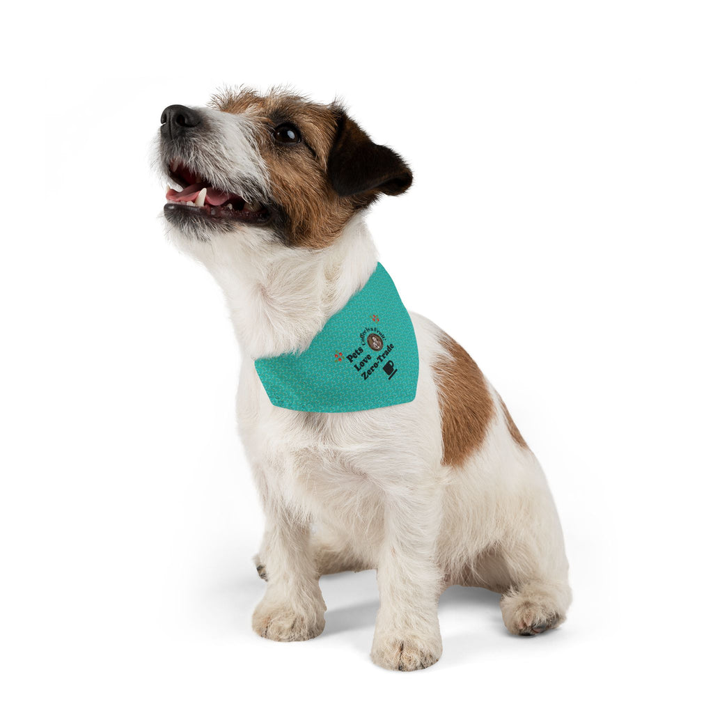 Pet Bandana Collar — "Pets Love Zero-Trade" Teal Dog & Cat Bandana Collar