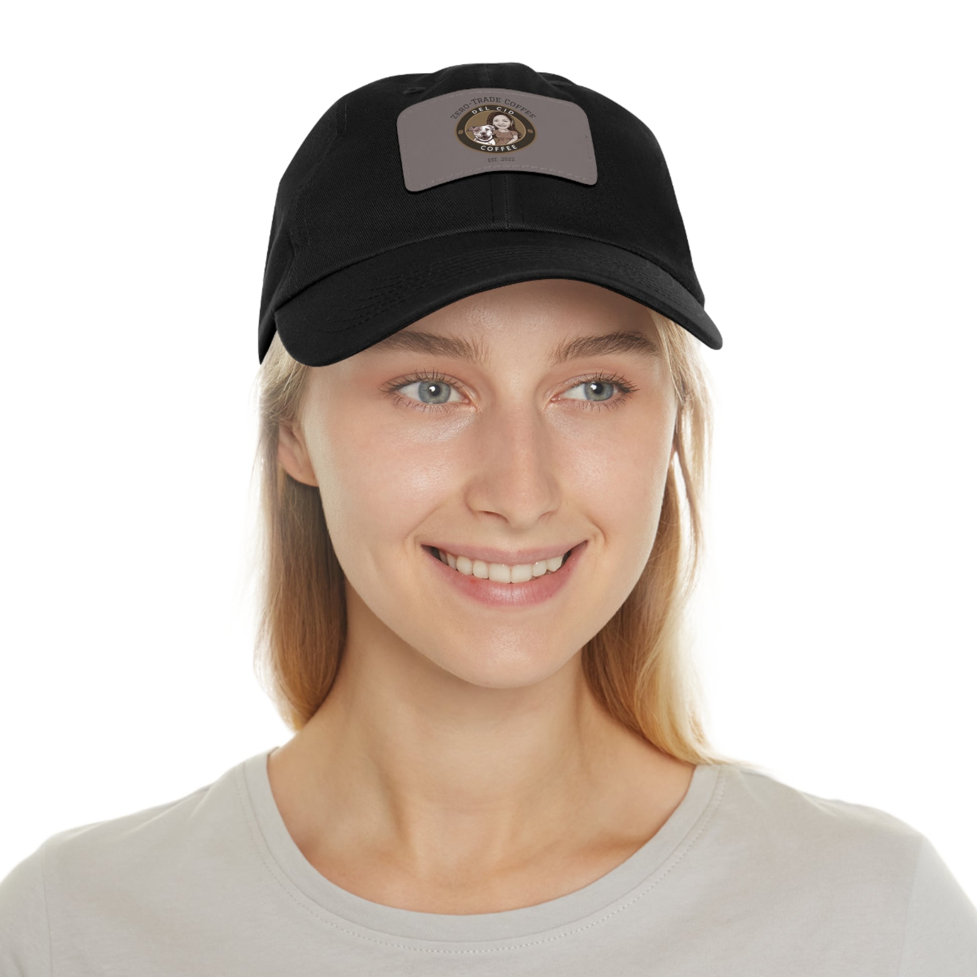 Del Cid Coffee Leather Patch cap