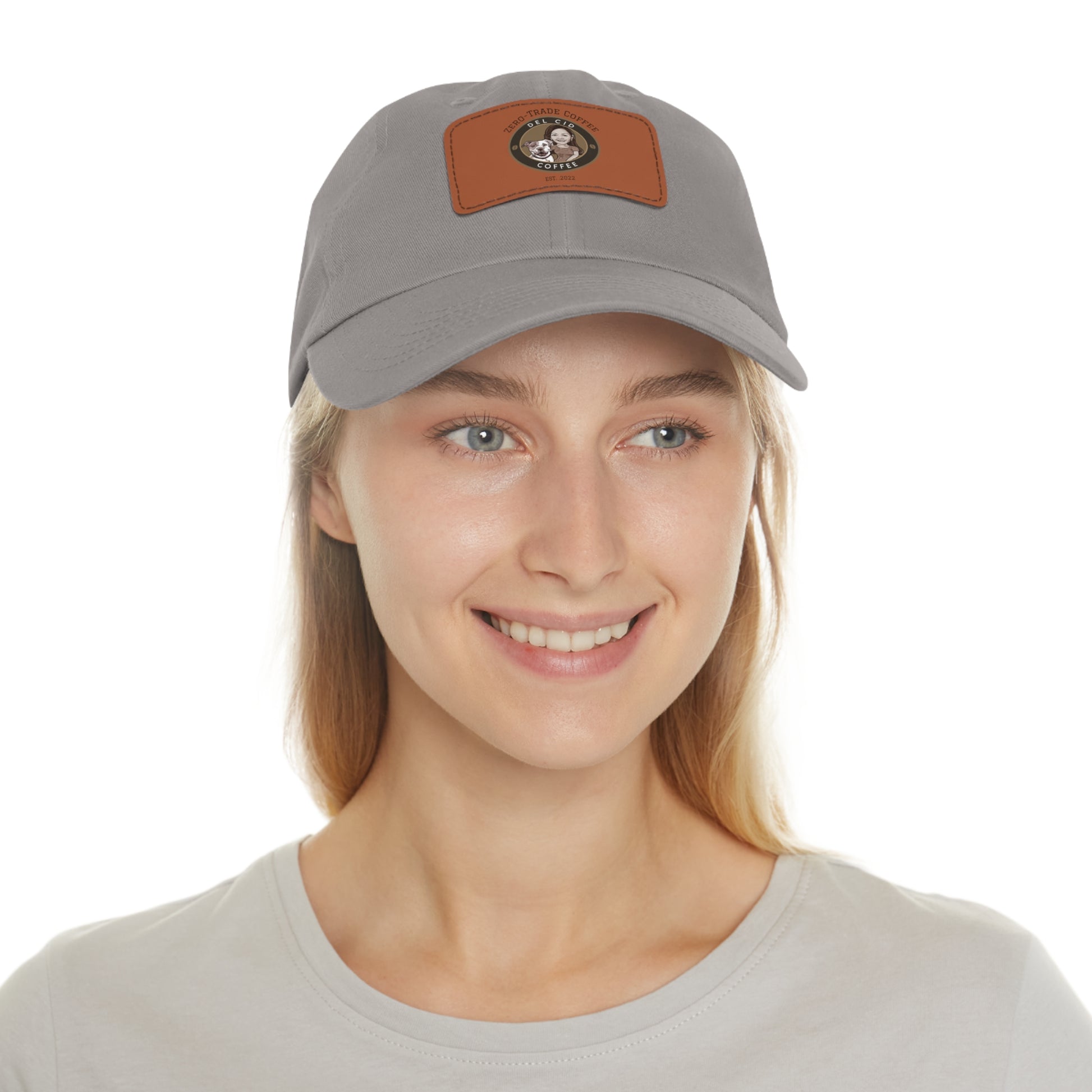 Del Cid Coffee Leather Patch cap
