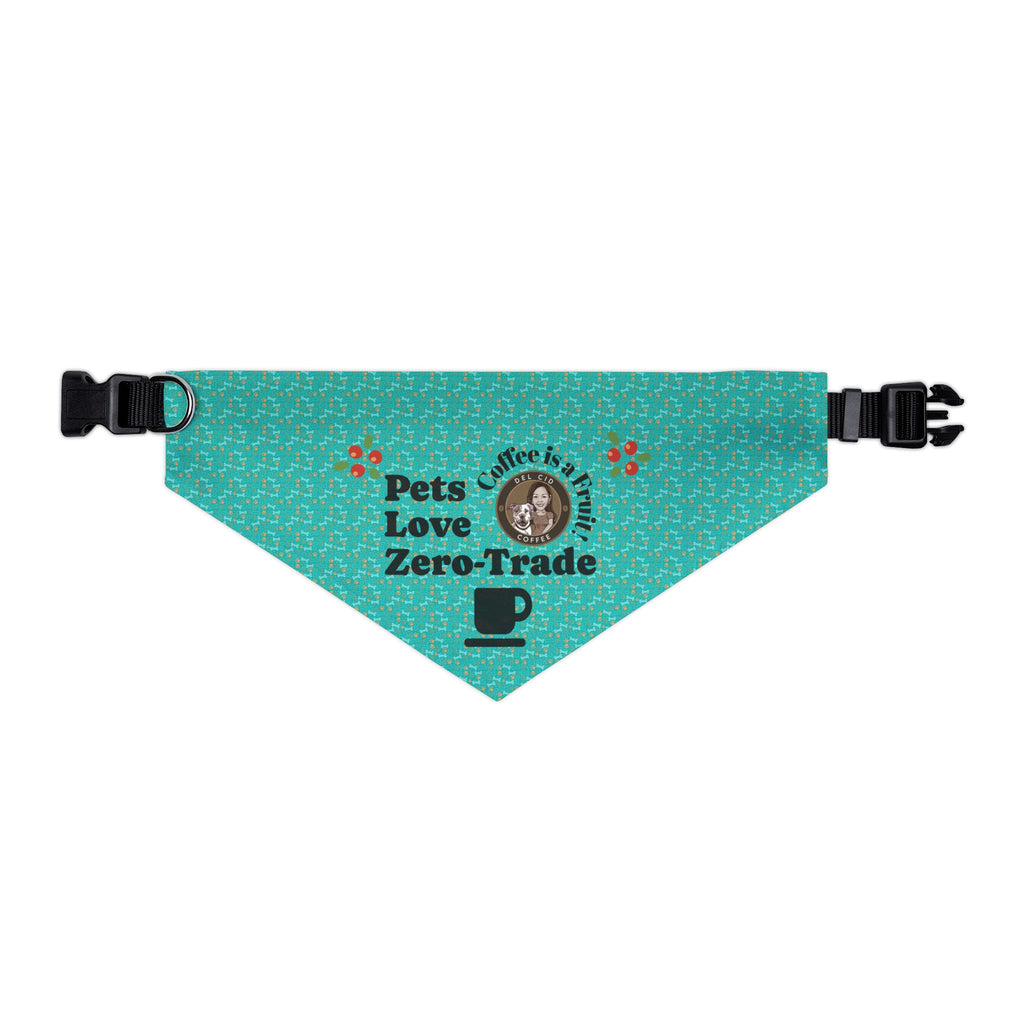 Pet Bandana Collar — "Pets Love Zero-Trade" Teal Dog & Cat Bandana Collar