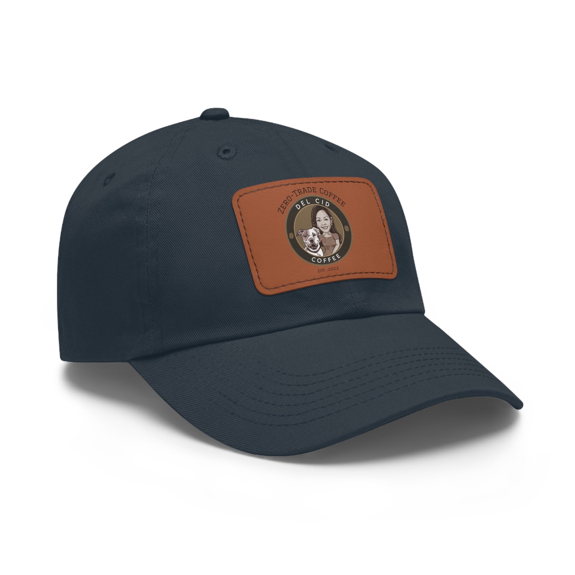 Del Cid Coffee Leather Patch cap