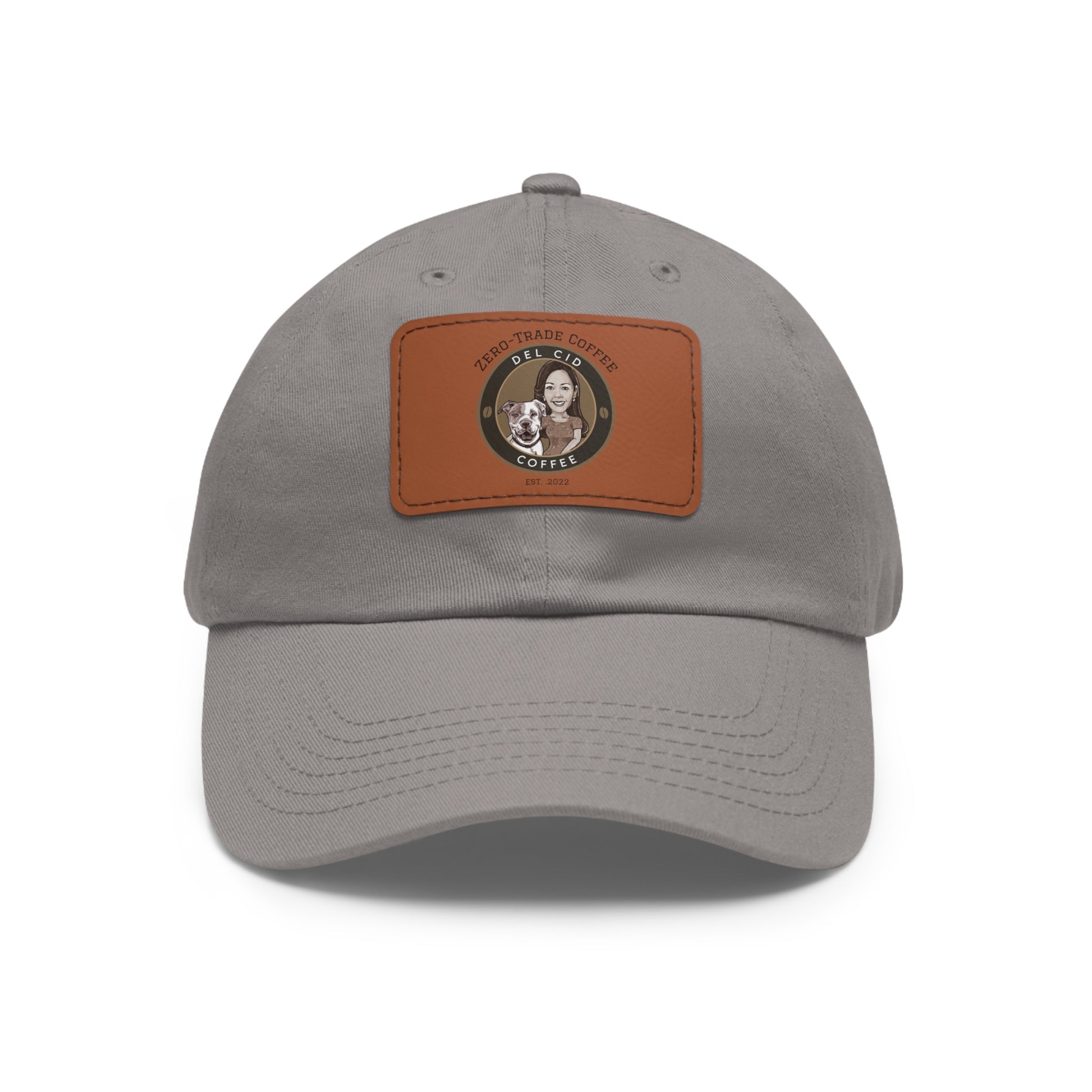 Del Cid Coffee Leather Patch cap
