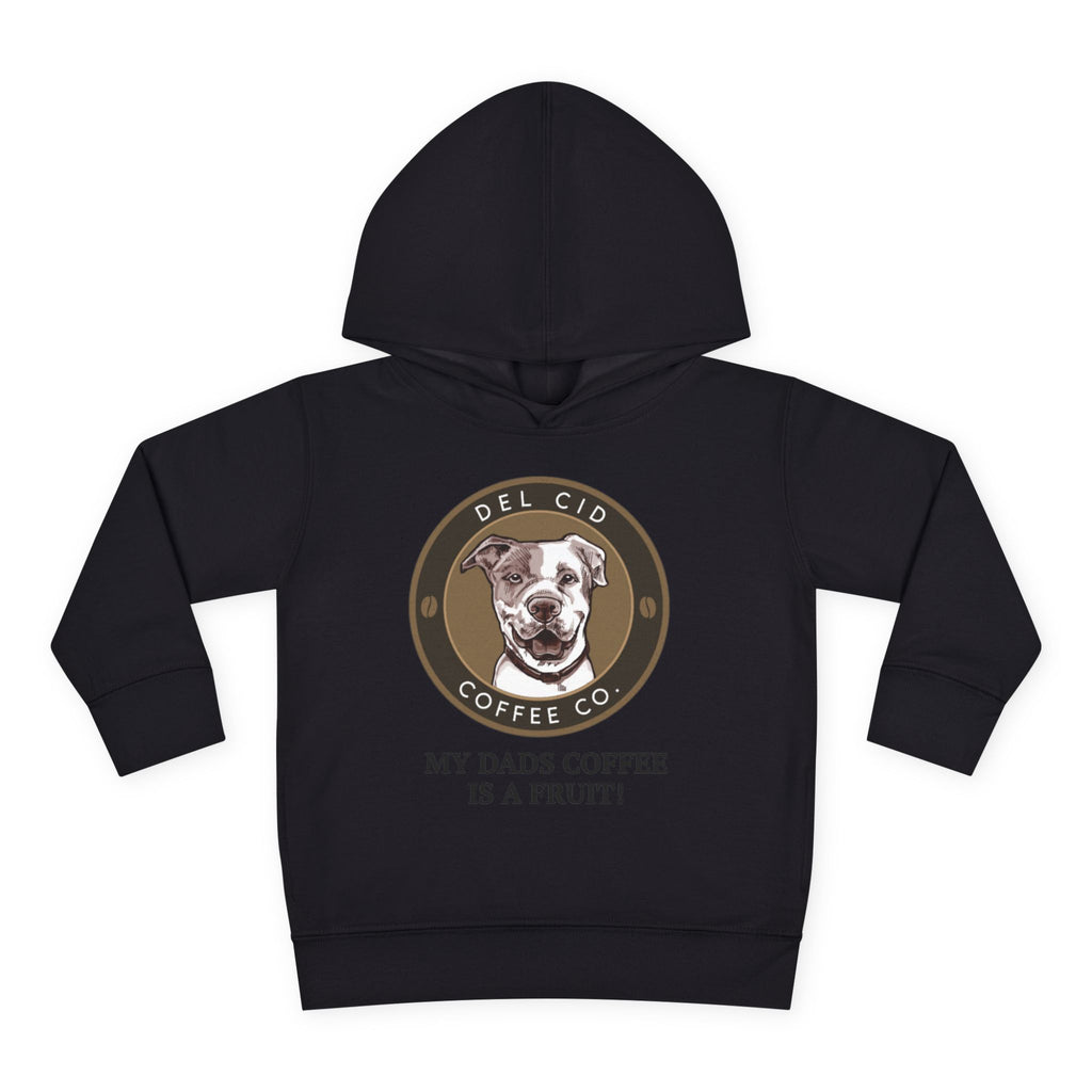 Toddler Hoodie — "My Dad's Coffee Is a Fruit" Cute Dog Coffee Logo Pullover