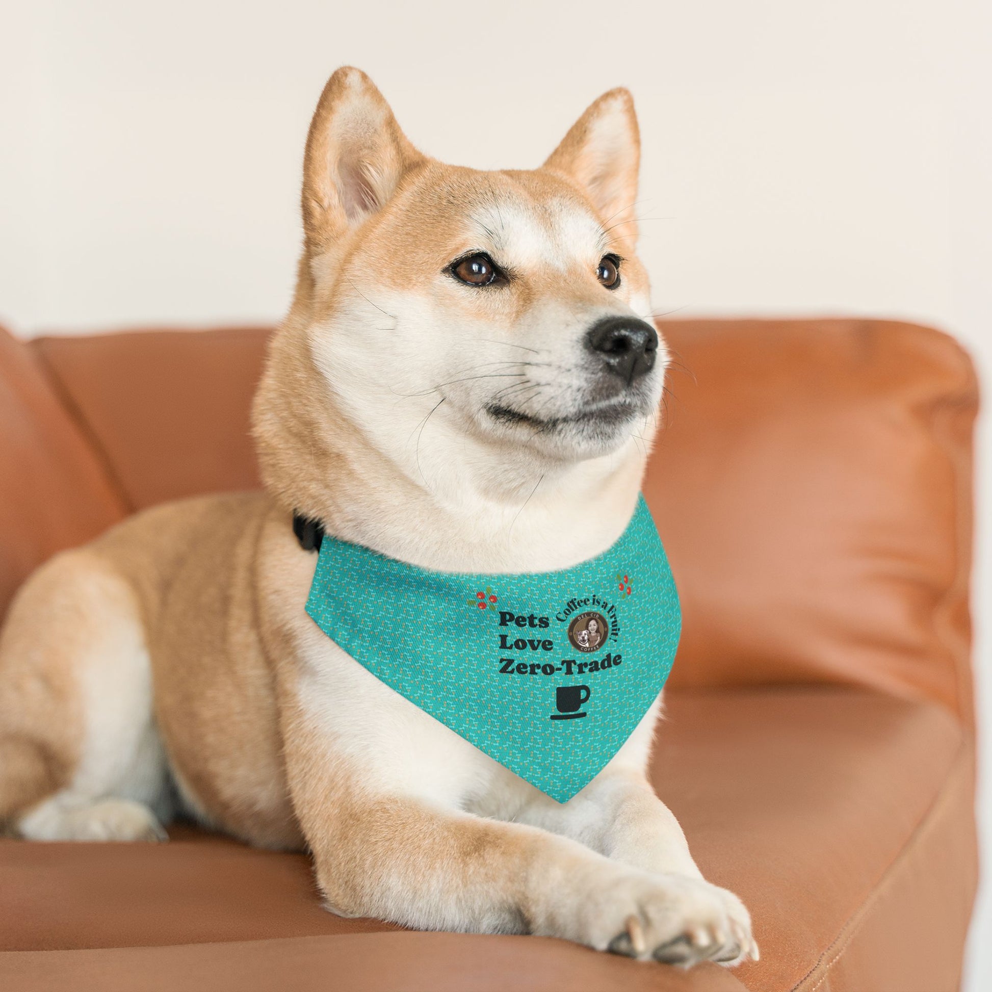 Pet Bandana Collar — "Pets Love Zero-Trade" Teal Dog & Cat Bandana Collar