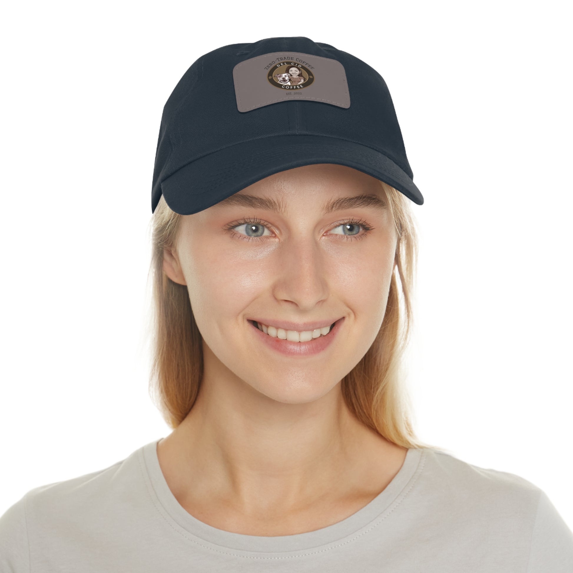 Del Cid Coffee Leather Patch cap