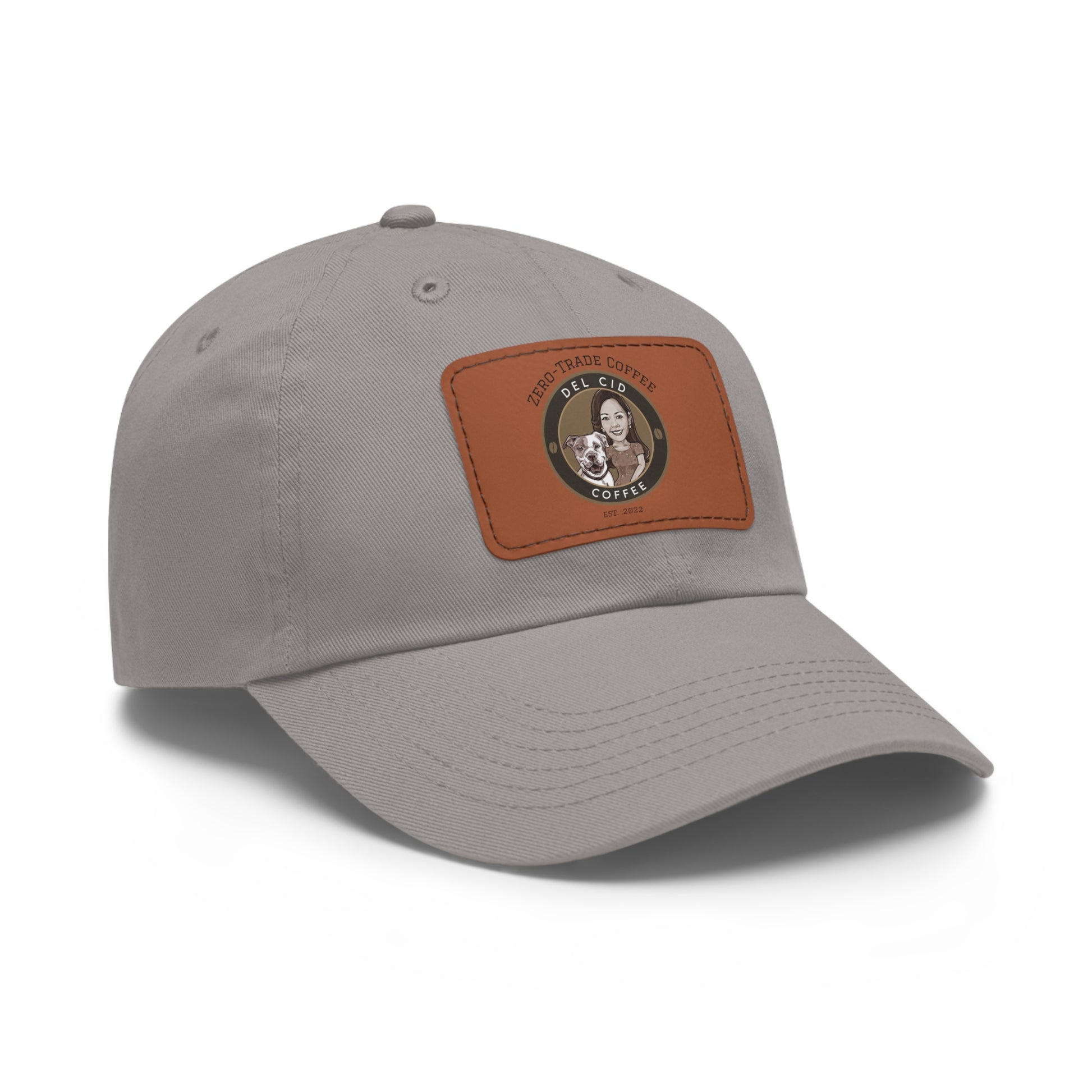 Del Cid Coffee Leather Patch cap