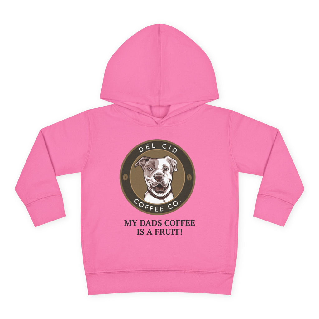 Toddler Hoodie — "My Dad's Coffee Is a Fruit" Cute Dog Coffee Logo Pullover