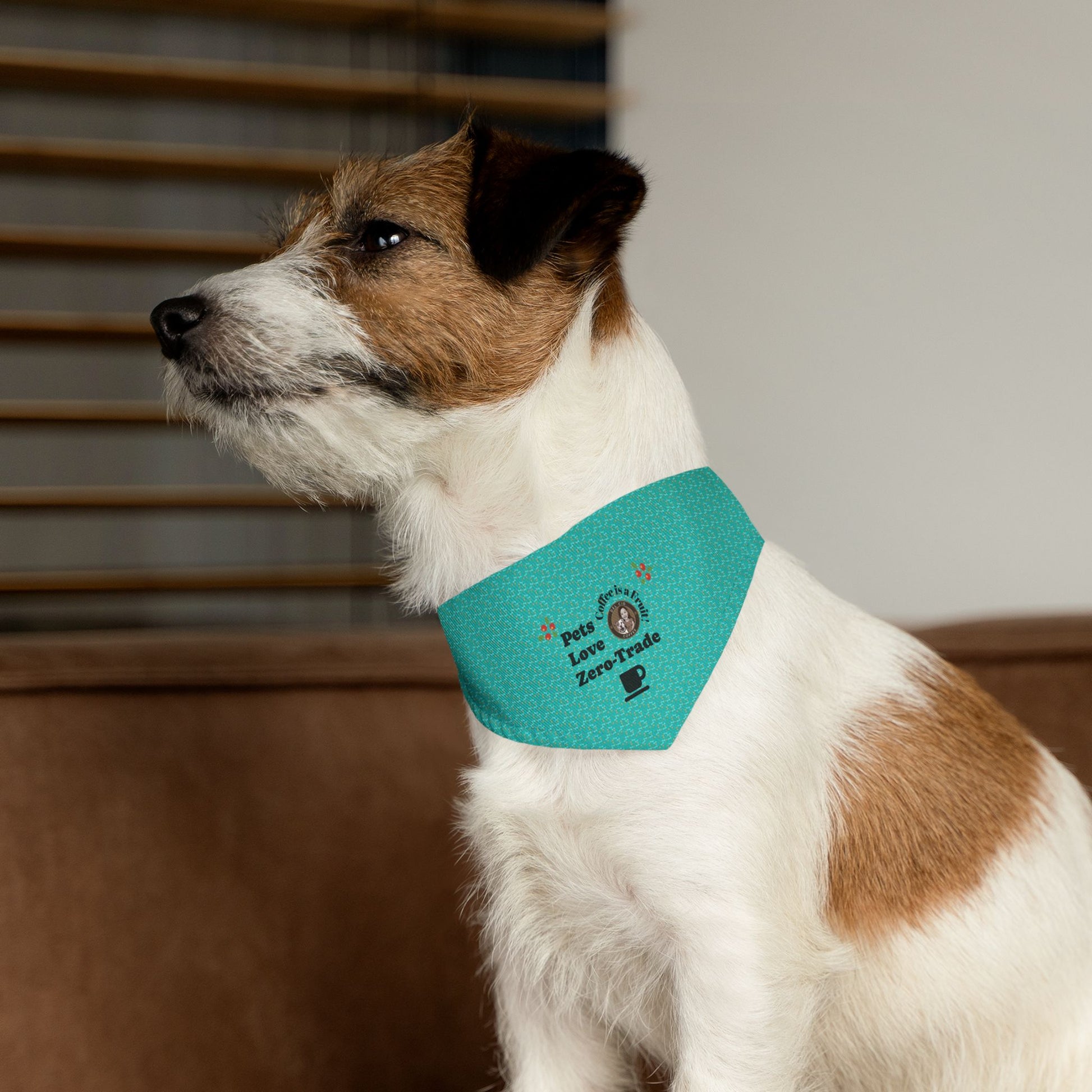 Pet Bandana Collar — "Pets Love Zero-Trade" Teal Dog & Cat Bandana Collar