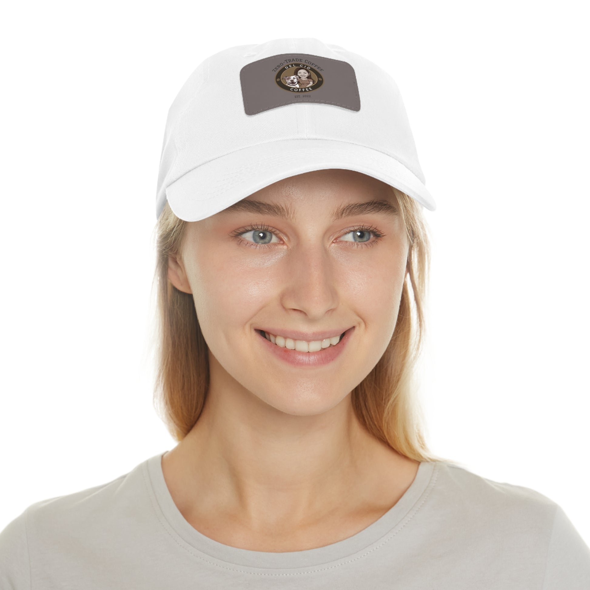 Del Cid Coffee Leather Patch cap