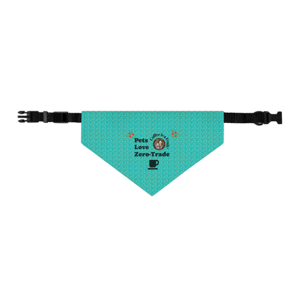 Pet Bandana Collar — "Pets Love Zero-Trade" Teal Dog & Cat Bandana Collar