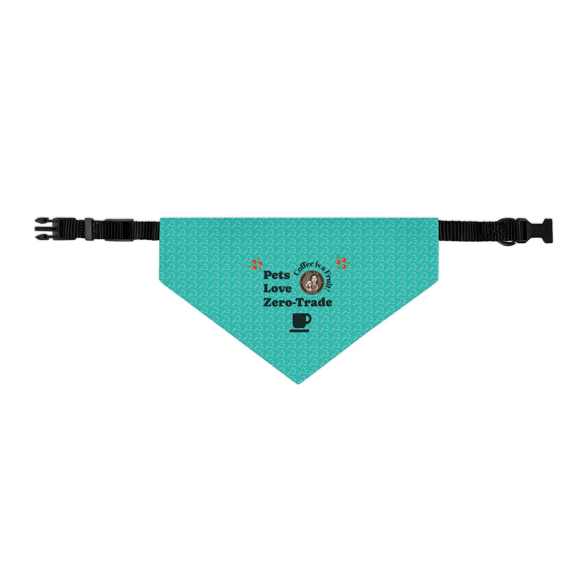 Pet Bandana Collar — "Pets Love Zero-Trade" Teal Dog & Cat Bandana Collar