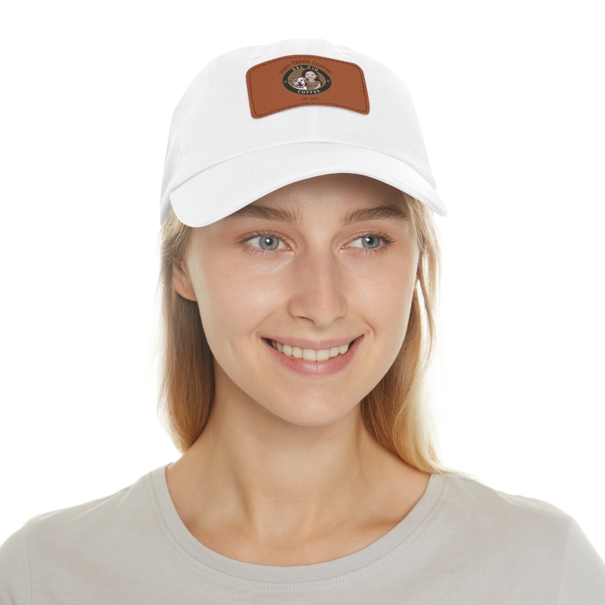 Del Cid Coffee Leather Patch cap