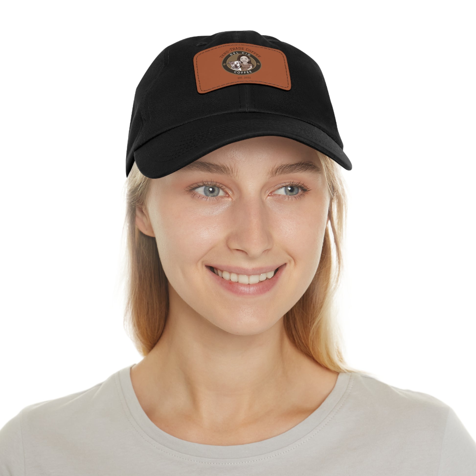 Del Cid Coffee Leather Patch cap