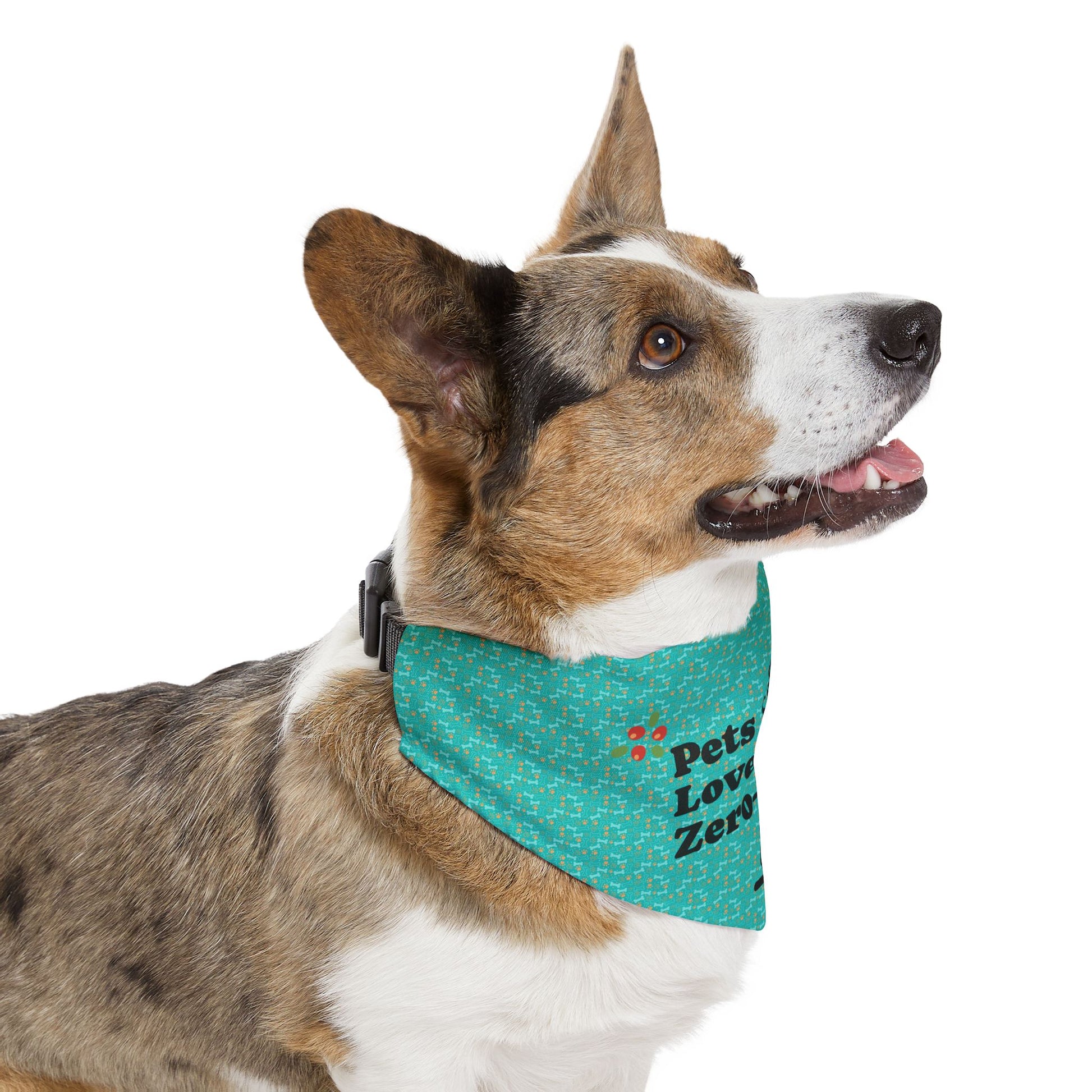 Pet Bandana Collar — "Pets Love Zero-Trade" Teal Dog & Cat Bandana Collar