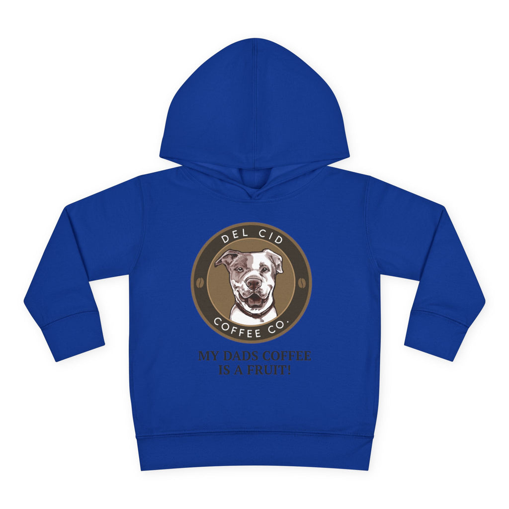 Toddler Hoodie — "My Dad's Coffee Is a Fruit" Cute Dog Coffee Logo Pullover