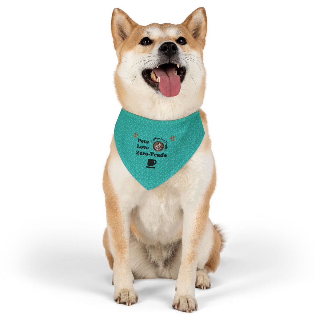 Pet Bandana Collar — "Pets Love Zero-Trade" Teal Dog & Cat Bandana Collar