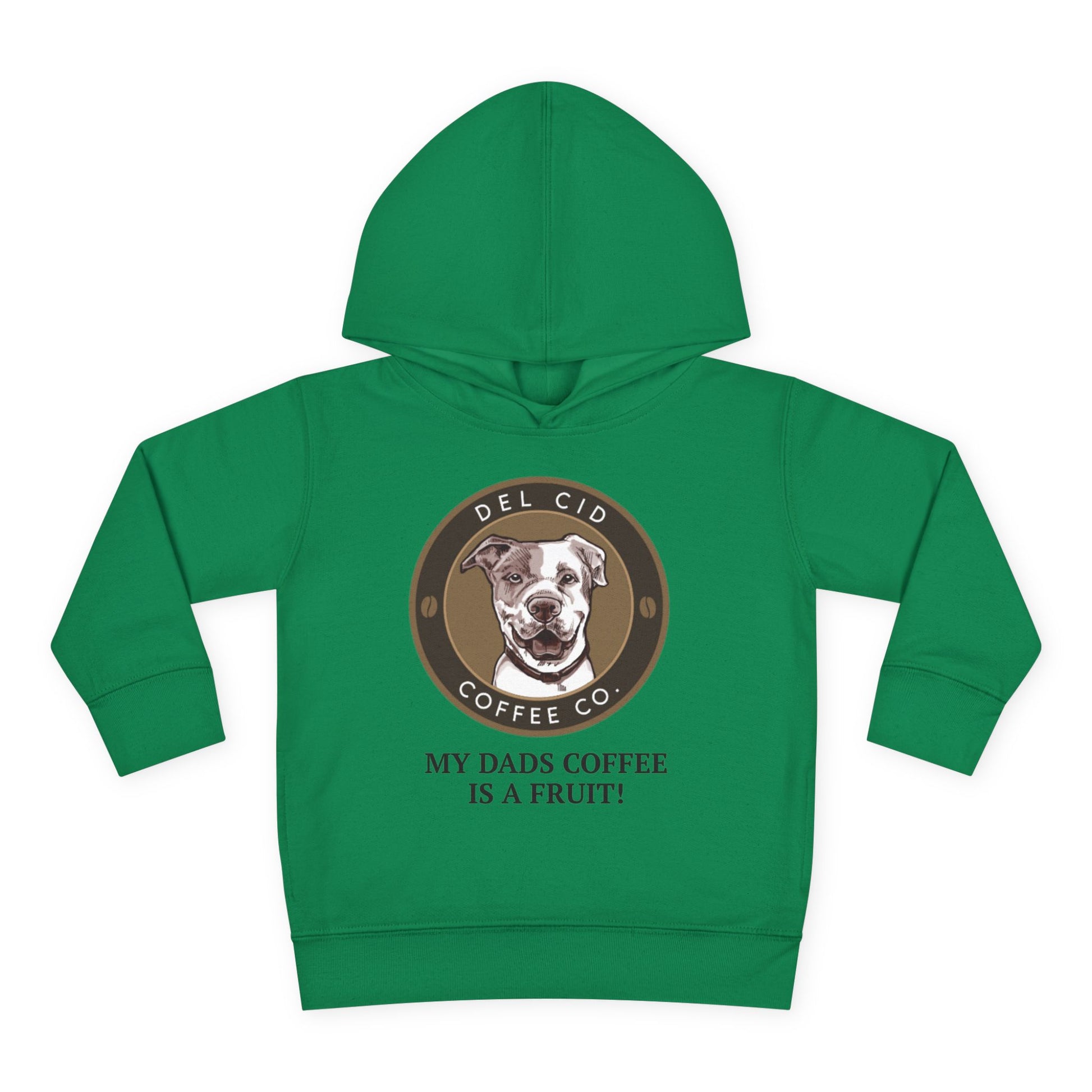Toddler Hoodie — "My Dad's Coffee Is a Fruit" Cute Dog Coffee Logo Pullover
