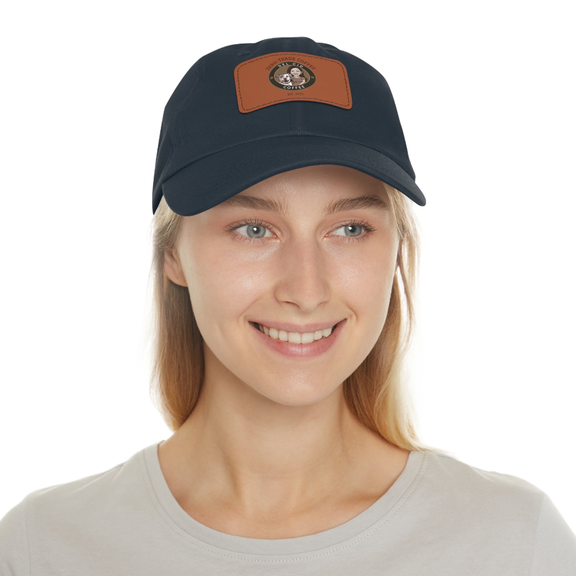 Del Cid Coffee Leather Patch cap
